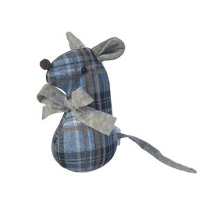 Weighted Doorstop Doorstopper Mouse‎ Cute Animal Plaid Flannel Fabric 7 X 5 X 4